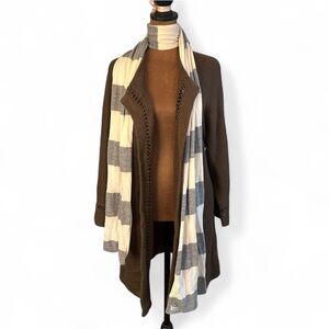 Brown Knit Chain Cardigan